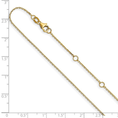 18 Zoll 10K Gelbgold.95mm Diamantiert Rund Ankerkette 1 Zoll+1 Zoll Verstellbar Halskette