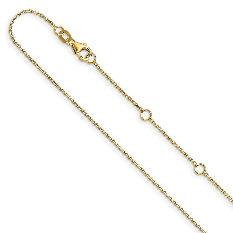 18 Zoll 10K Gelbgold.95mm Diamantiert Rund Ankerkette 1 Zoll+1 Zoll Verstellbar Halskette