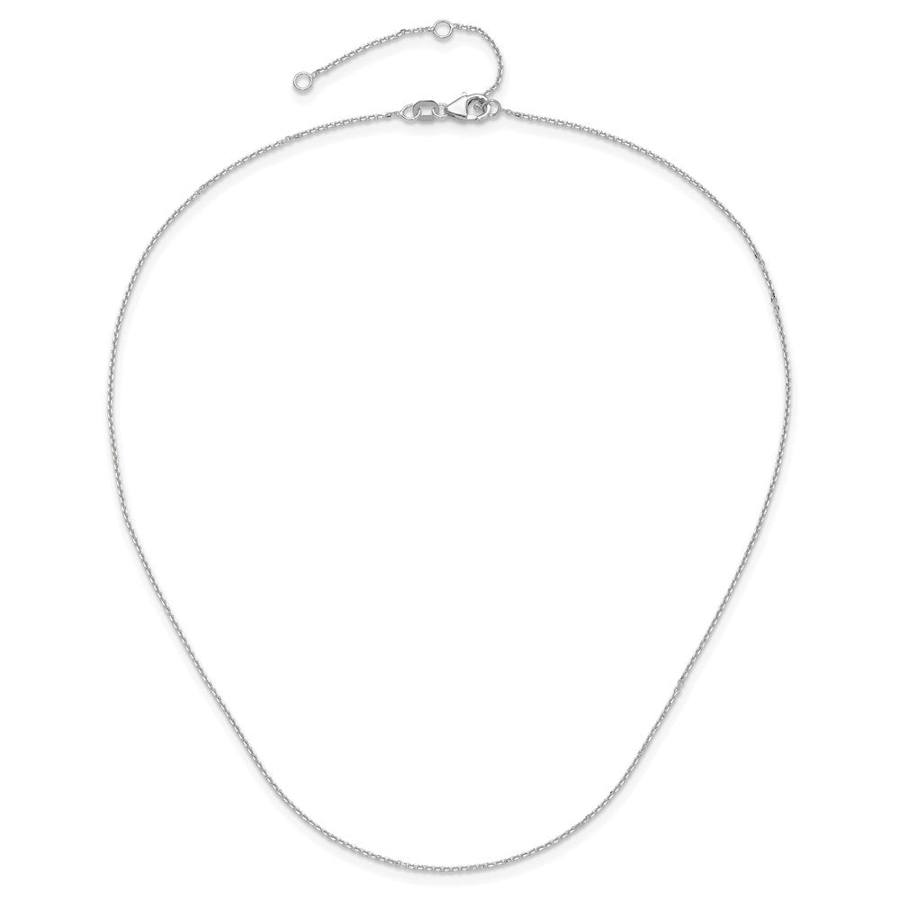 18 Zoll 10K Weißgold Wg.95mm Diamantiert Rund Ankerkette 1 Zoll+1 Zoll Verstellbar Halskette