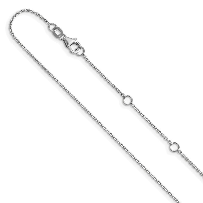 18 Zoll 10K Weißgold Wg.95mm Diamantiert Rund Ankerkette 1 Zoll+1 Zoll Verstellbar Halskette