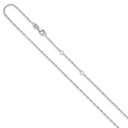 18 Zoll 10K Weißgold 1.25mm Singapurkette 1 Zoll+1 Zoll Verstellbar Halskette
