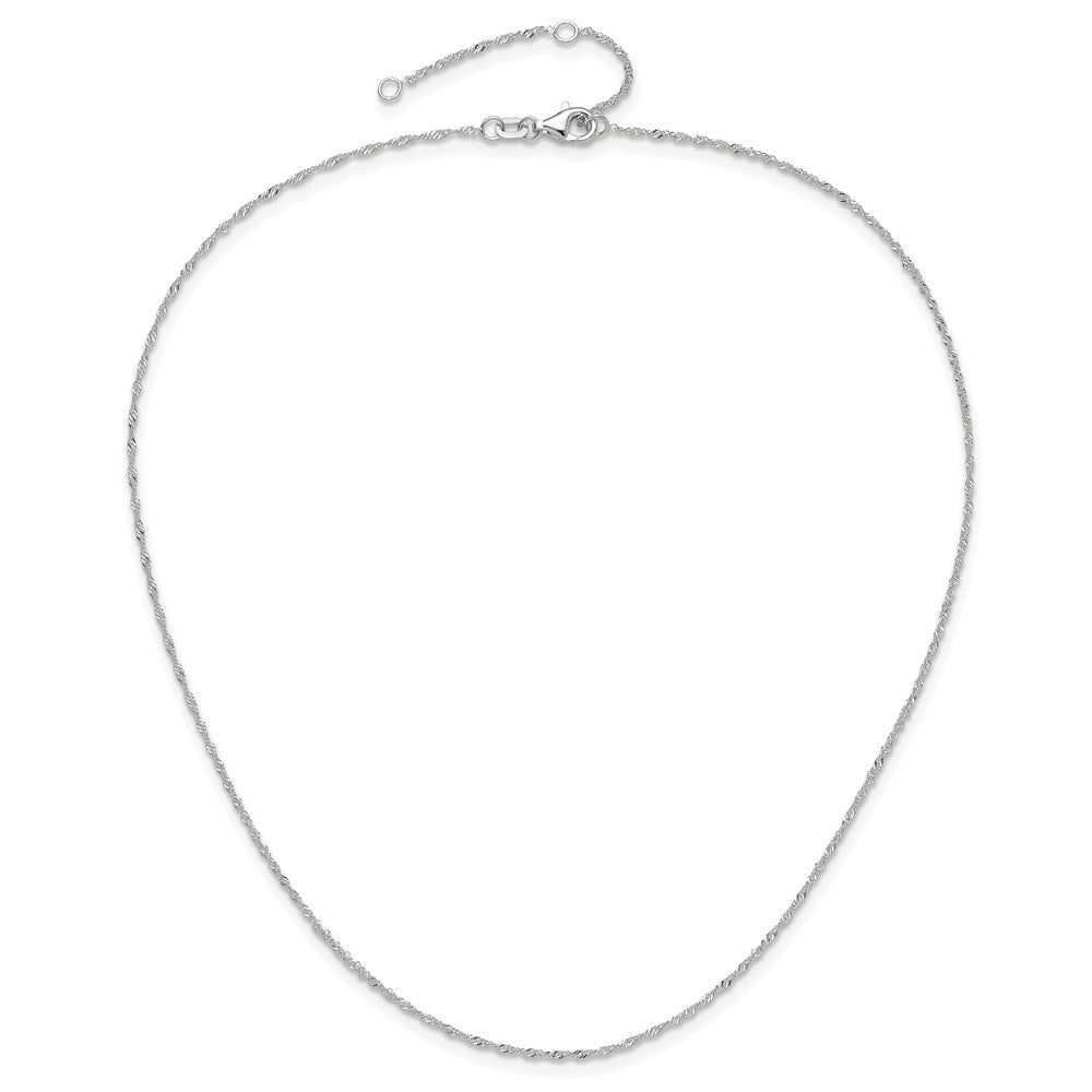 18 Zoll 10K Weißgold 1.25mm Singapurkette 1 Zoll+1 Zoll Verstellbar Halskette