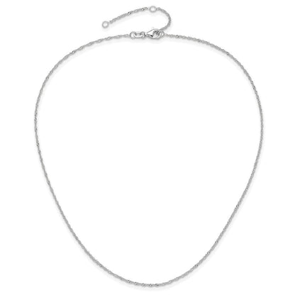 18 Zoll 10K Weißgold 1.25mm Singapurkette 1 Zoll+1 Zoll Verstellbar Halskette