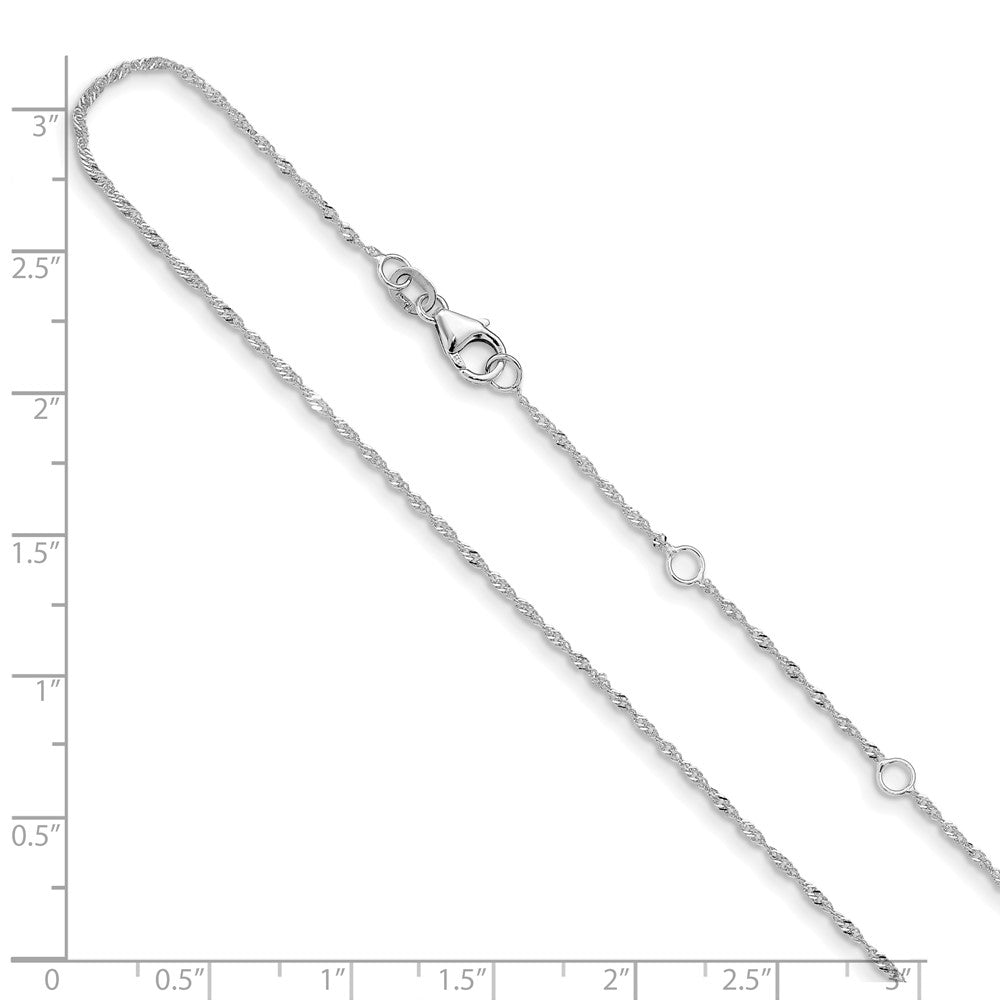 18 Zoll 10K Weißgold 1.25mm Singapurkette 1 Zoll+1 Zoll Verstellbar Halskette