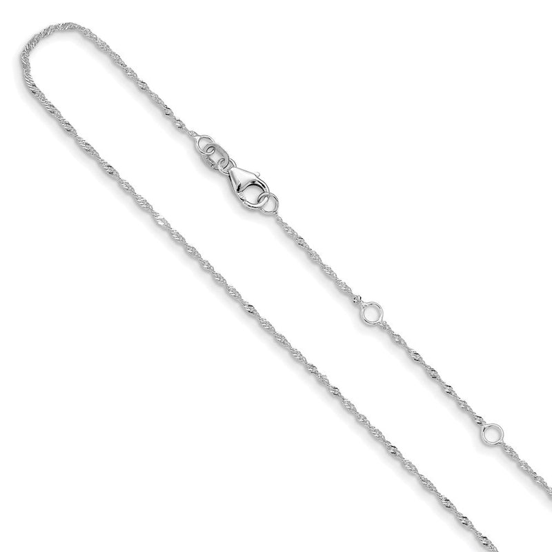 18 Zoll 10K Weißgold 1.25mm Singapurkette 1 Zoll+1 Zoll Verstellbar Halskette