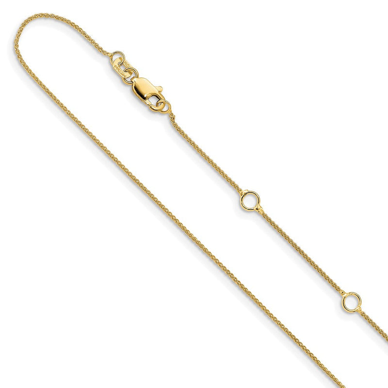 18 Zoll 10K Gelbgold.8mm Baby Ährenkette 1 Zoll+1 Zoll Verstellbar Halskette