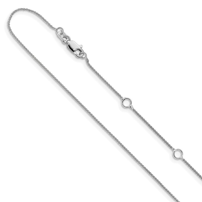 18 Zoll 10K Weißgold.8mm Baby Ährenkette 1 Zoll+1 Zoll Verstellbar Halskette