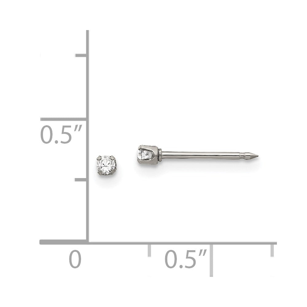 Edelstahl Inverness Poliert 2mm Zirkonia Ohrstecker