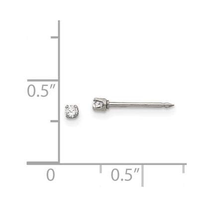 Edelstahl Inverness Poliert 2mm Zirkonia Ohrstecker