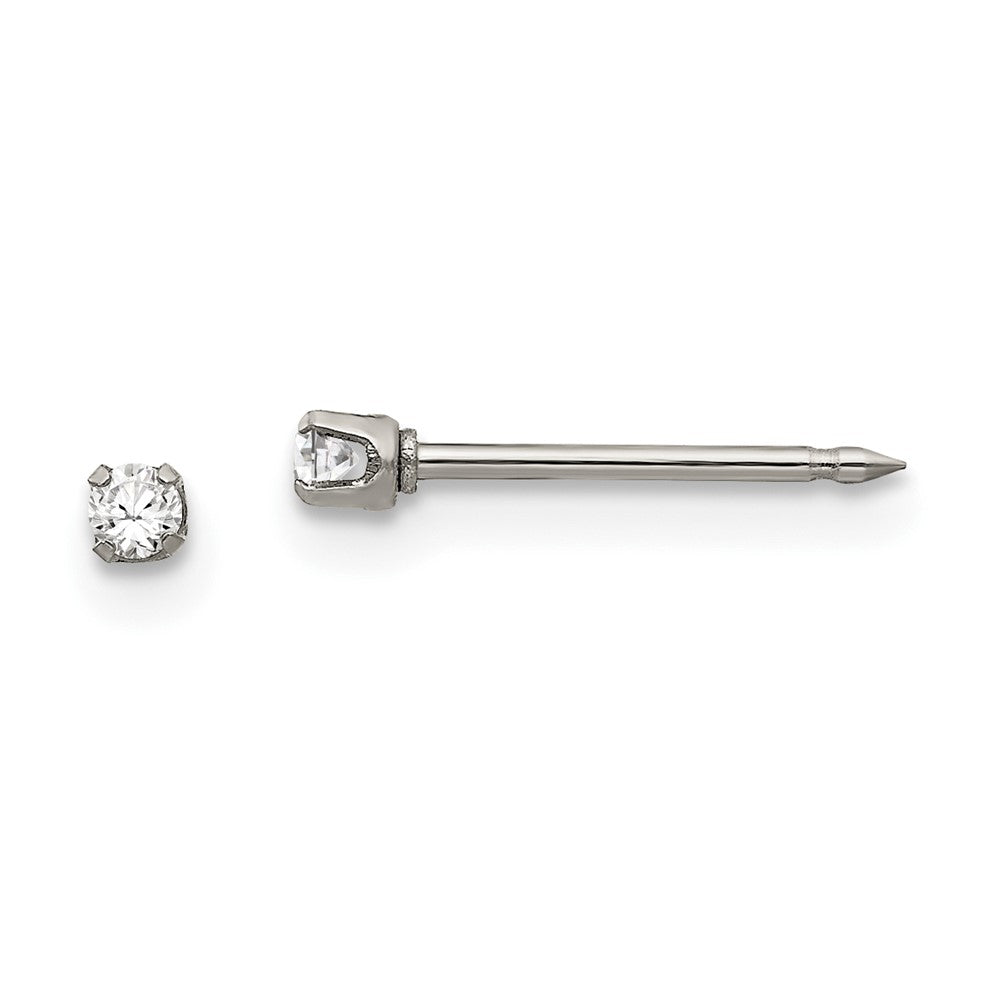 Edelstahl Inverness Poliert 2mm Zirkonia Ohrstecker