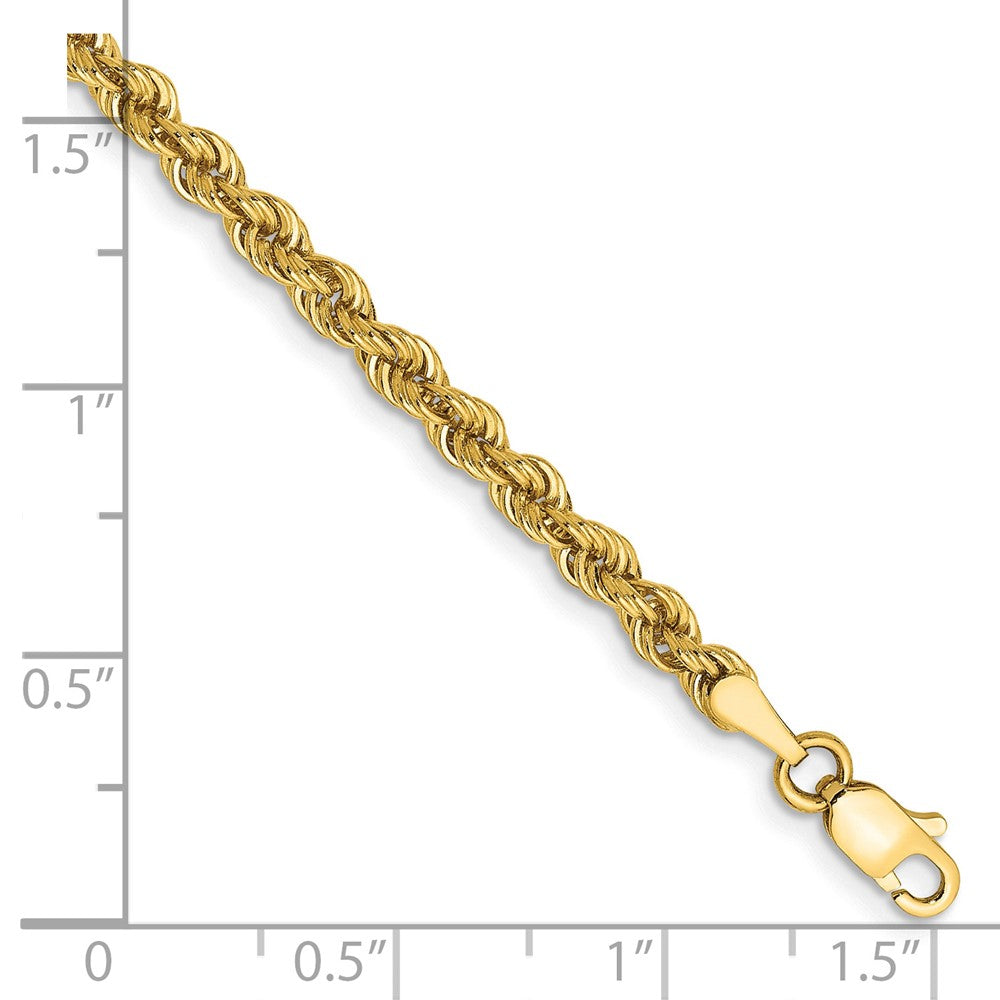 7 Zoll 10K Gelbgold 3mm Massiv Normal Kordel Gliederarmband