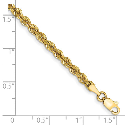 7 Zoll 10K Gelbgold 3mm Massiv Normal Kordel Gliederarmband
