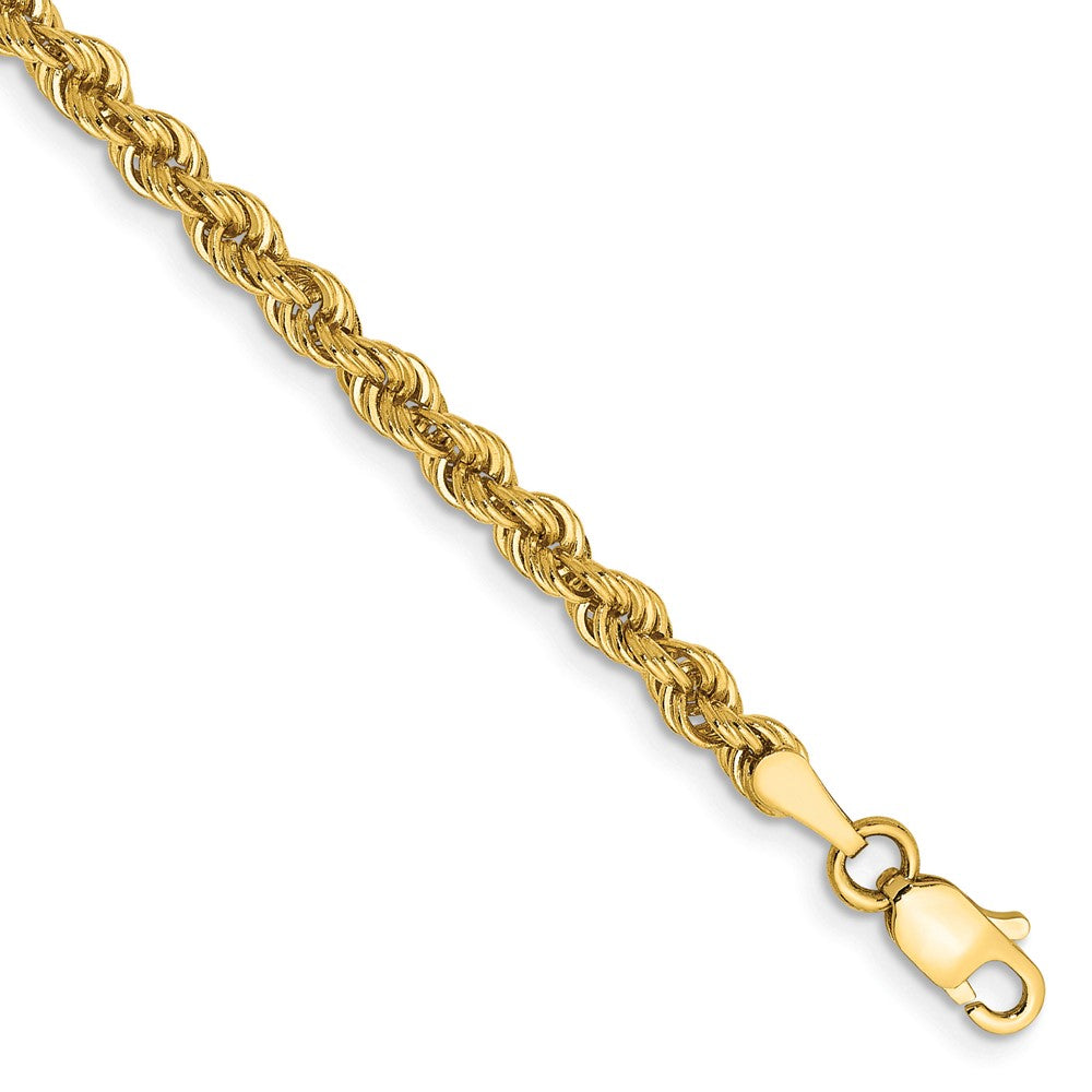 7 Zoll 10K Gelbgold 3mm Massiv Normal Kordel Gliederarmband