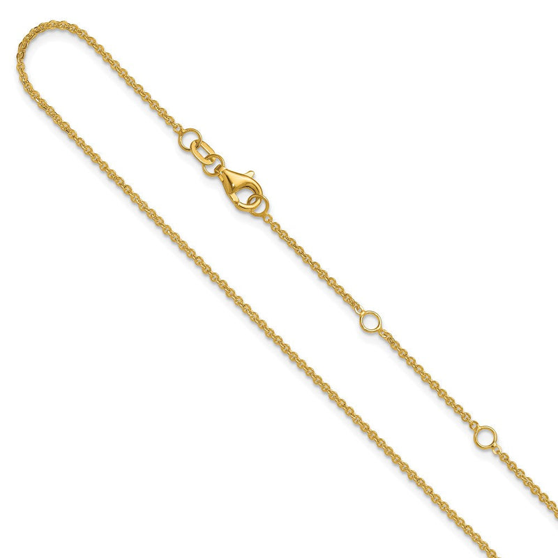 18 Zoll 10K Gelbgold 1.4mm Flach Ankerkette 1 Zoll+1 Zoll Verstellbar Halskette
