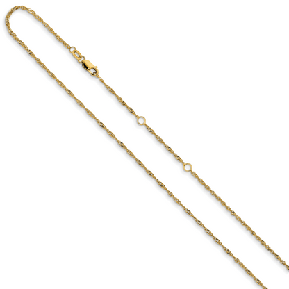 18 Zoll 10K Gelbgold 1.5mm Singapurkette 1 Zoll+1 Zoll Verstellbar Halskette