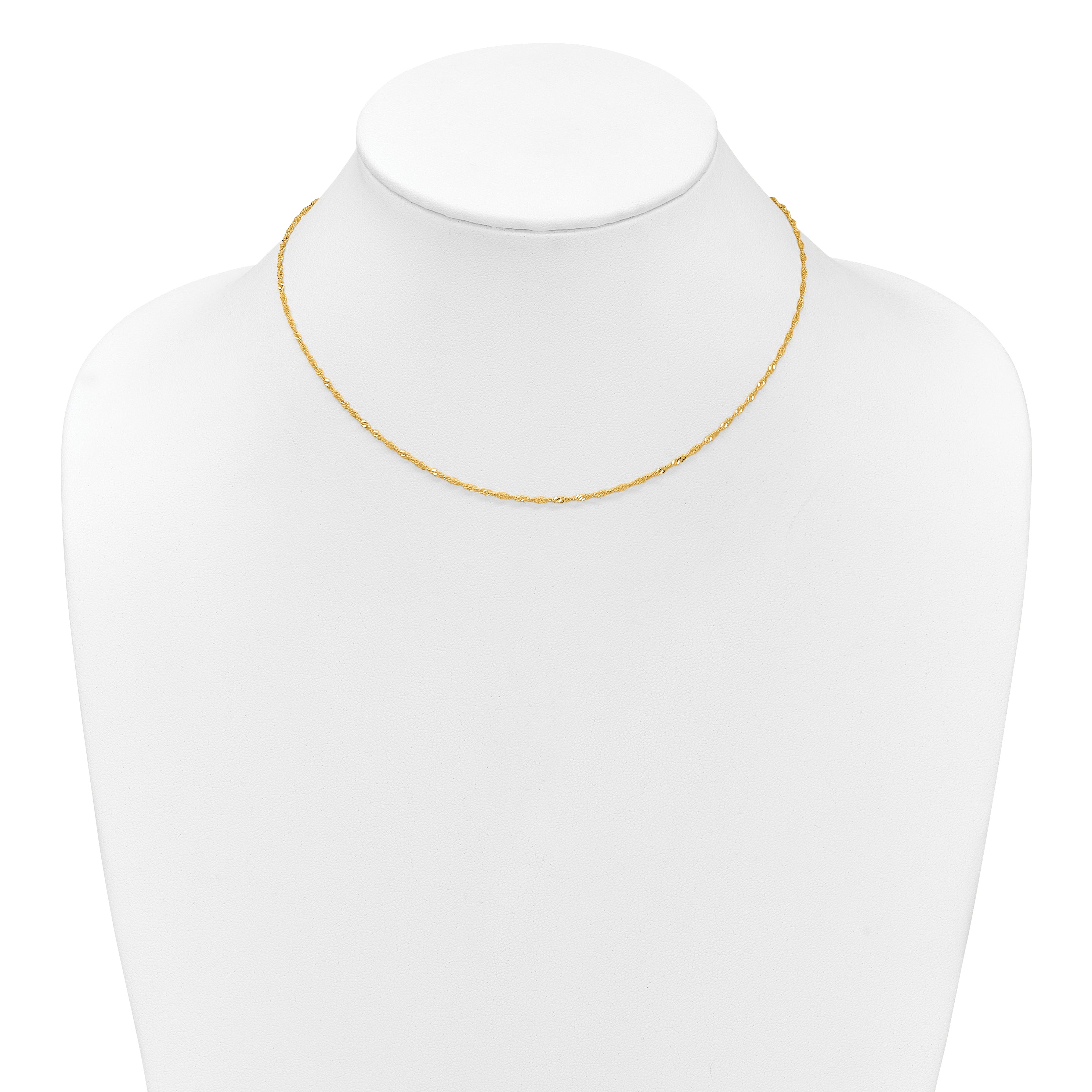 18 Zoll 10K Gelbgold 1.5mm Singapurkette 1 Zoll+1 Zoll Verstellbar Halskette
