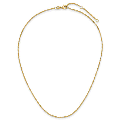 18 Zoll 10K Gelbgold 1.5mm Singapurkette 1 Zoll+1 Zoll Verstellbar Halskette