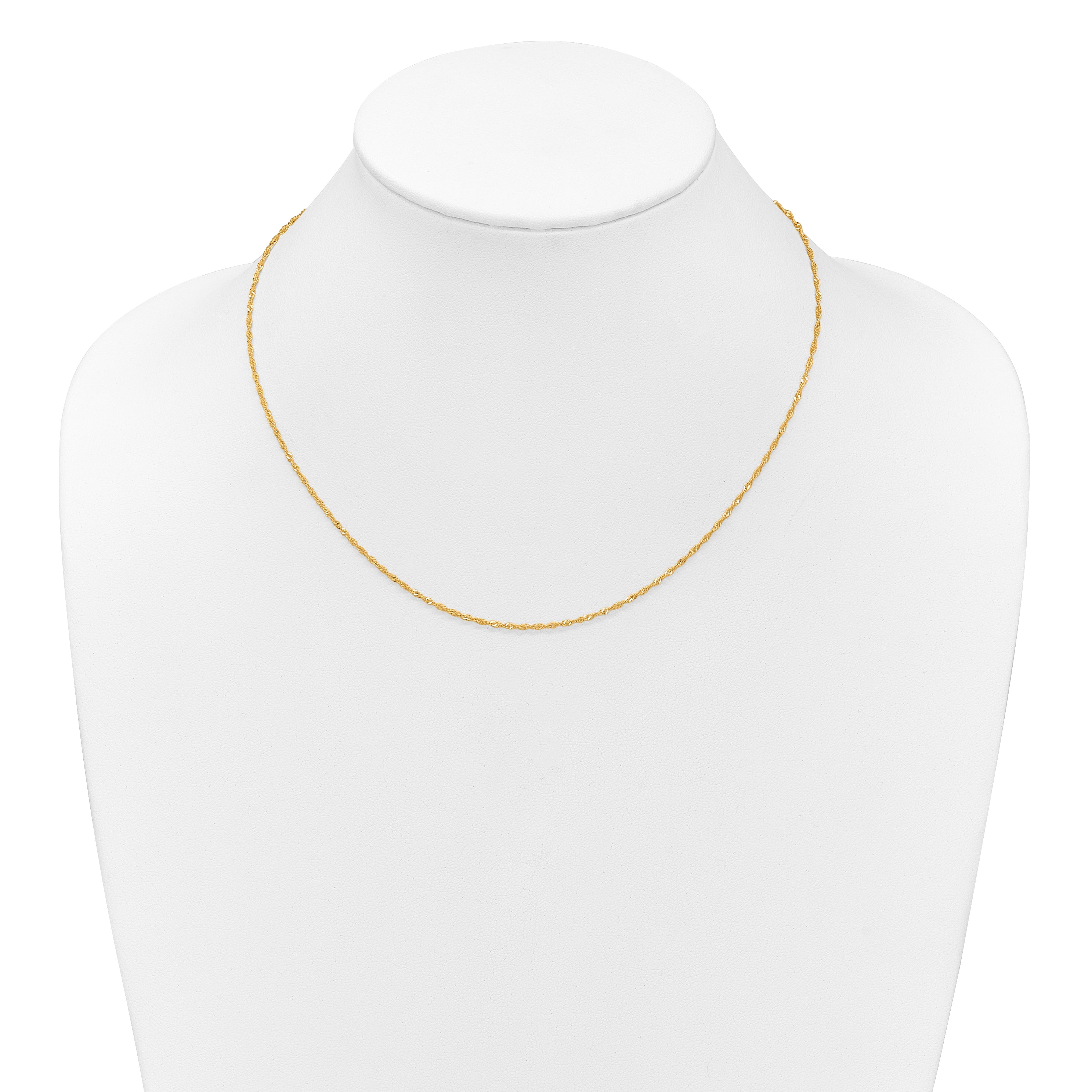 18 Zoll 10K Gelbgold 1.5mm Singapurkette 1 Zoll+1 Zoll Verstellbar Halskette