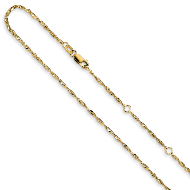 18 Zoll 10K Gelbgold 1.5mm Singapurkette 1 Zoll+1 Zoll Verstellbar Halskette