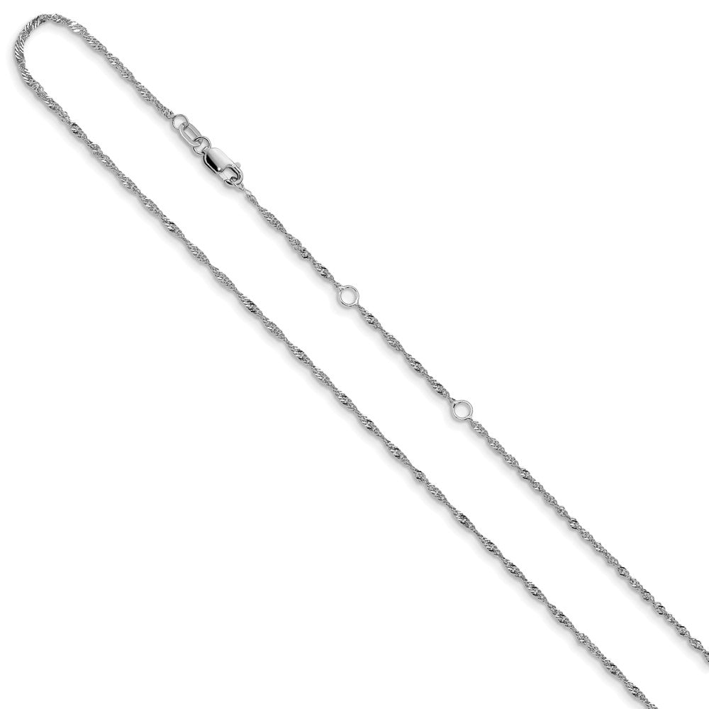 18 Zoll 10K Weißgold 1.5mm Singapurkette 1 Zoll+1 Zoll Verstellbar Halskette