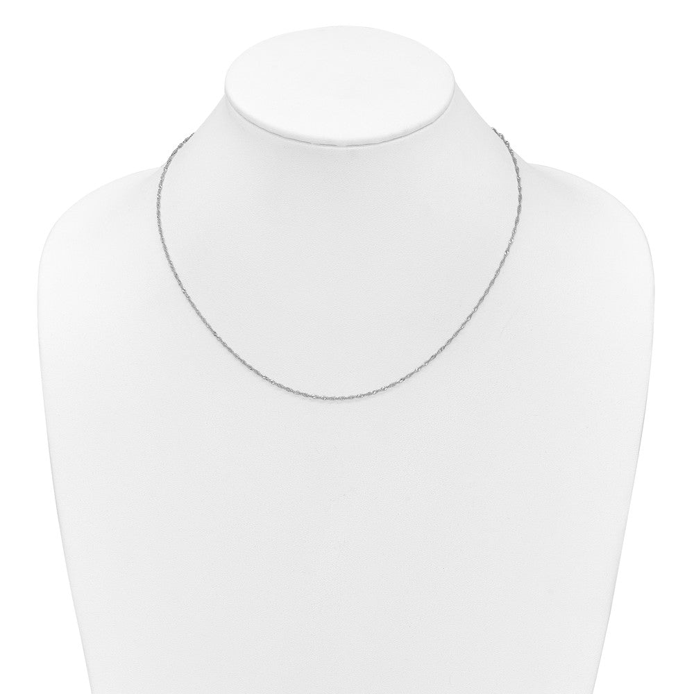 18 Zoll 10K Weißgold 1.5mm Singapurkette 1 Zoll+1 Zoll Verstellbar Halskette