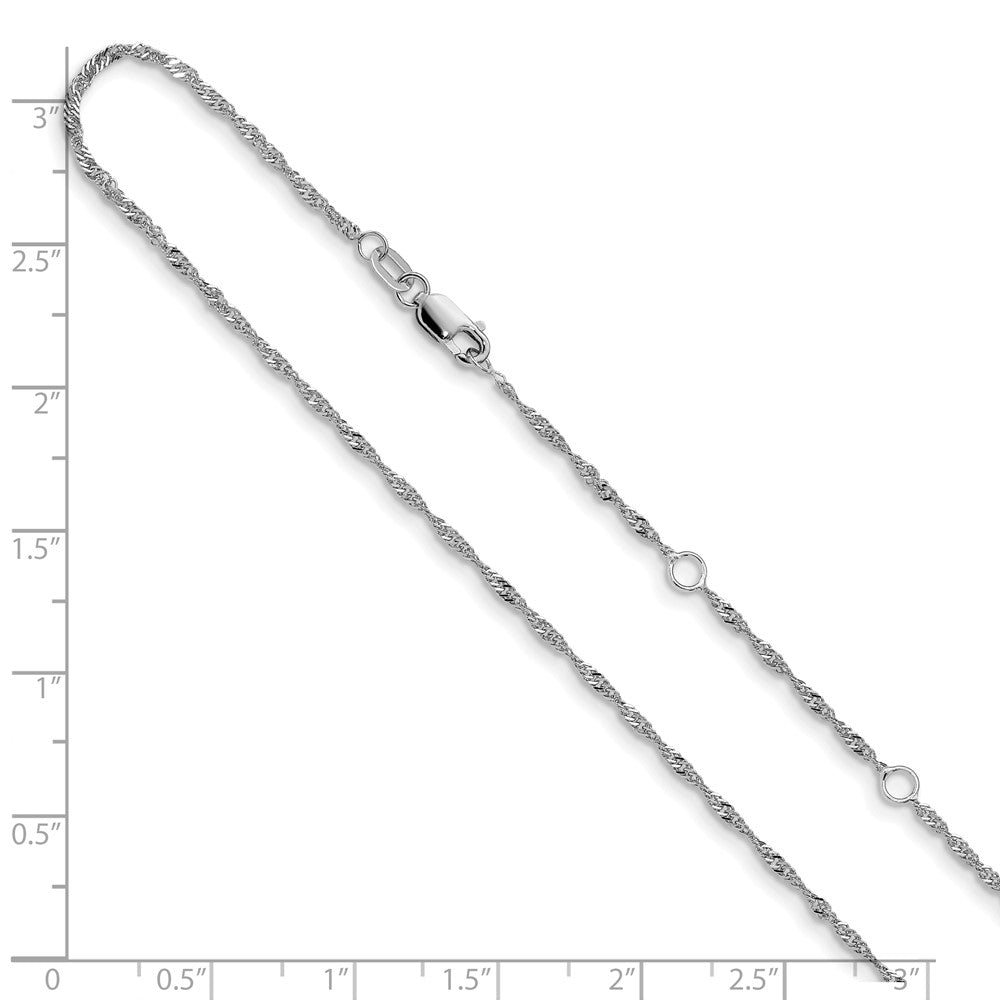 18 Zoll 10K Weißgold 1.5mm Singapurkette 1 Zoll+1 Zoll Verstellbar Halskette