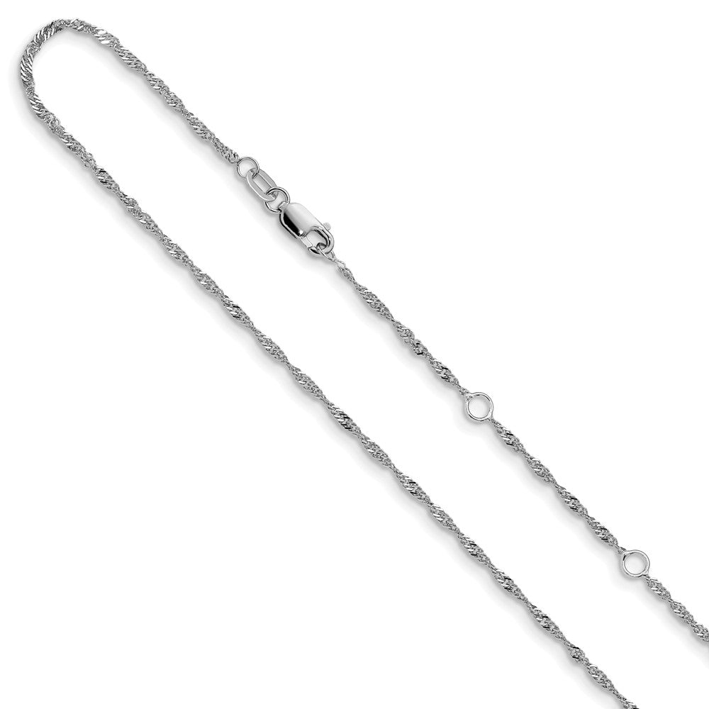 18 Zoll 10K Weißgold 1.5mm Singapurkette 1 Zoll+1 Zoll Verstellbar Halskette
