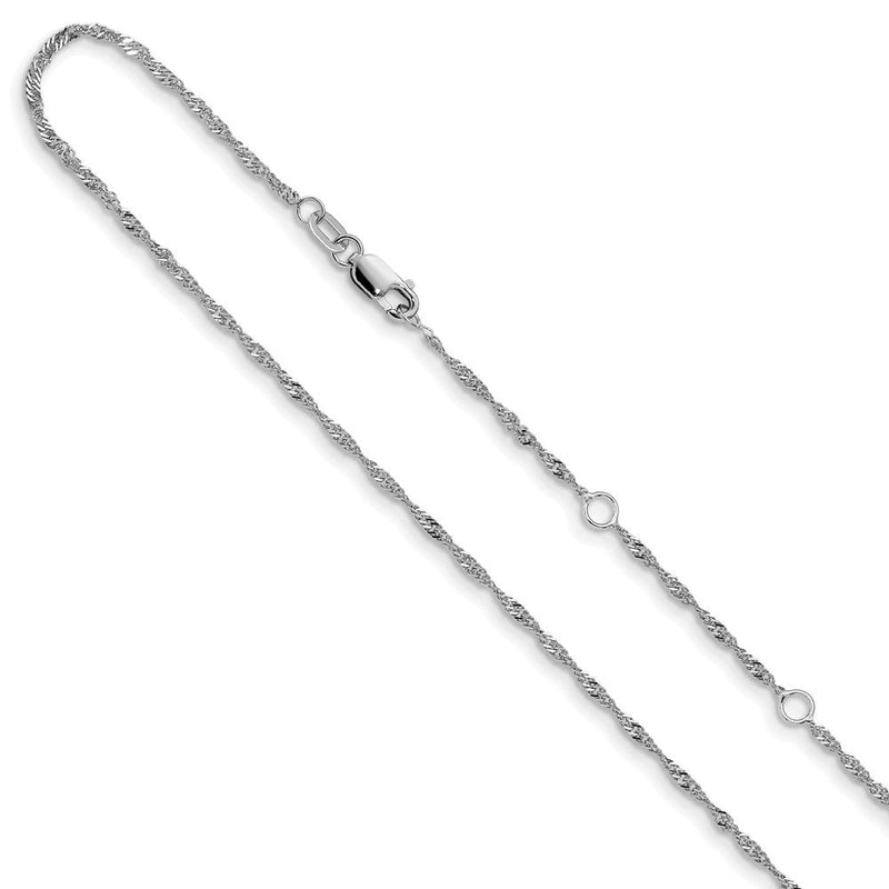 18 Zoll 10K Weißgold 1.5mm Singapurkette 1 Zoll+1 Zoll Verstellbar Halskette