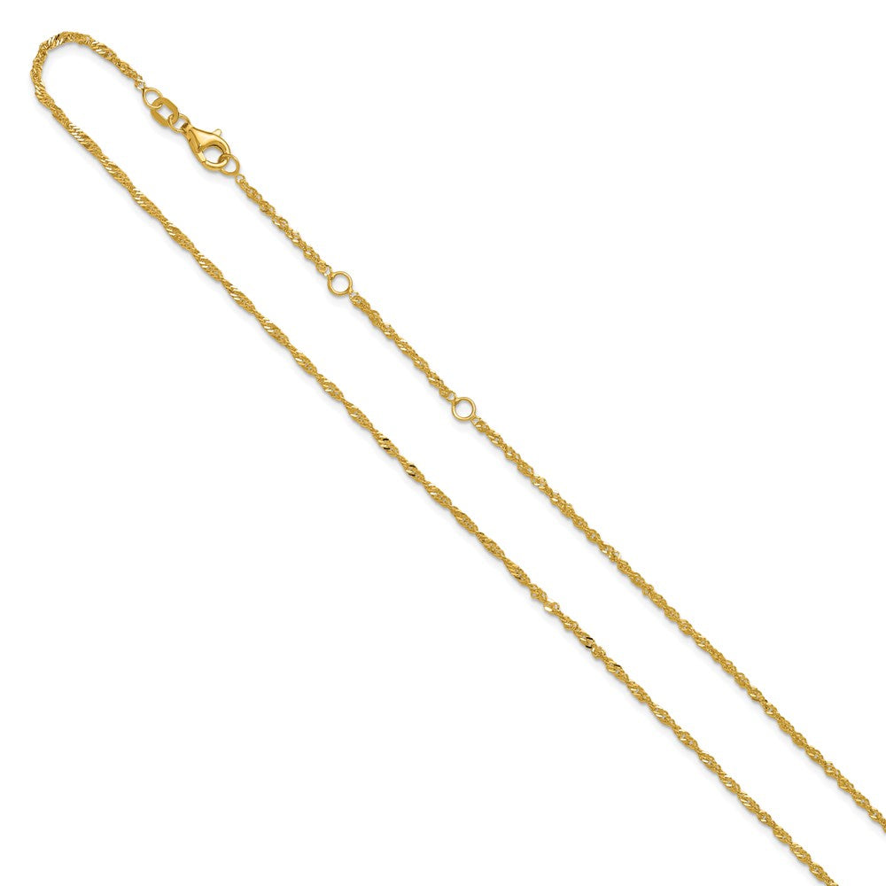 18 Zoll 10K Gelbgold 1.7mm Singapurkette 1 Zoll+1 Zoll Verstellbar Halskette