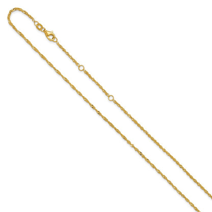 18 Zoll 10K Gelbgold 1.7mm Singapurkette 1 Zoll+1 Zoll Verstellbar Halskette