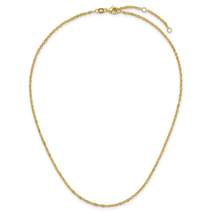 18 Zoll 10K Gelbgold 1.7mm Singapurkette 1 Zoll+1 Zoll Verstellbar Halskette