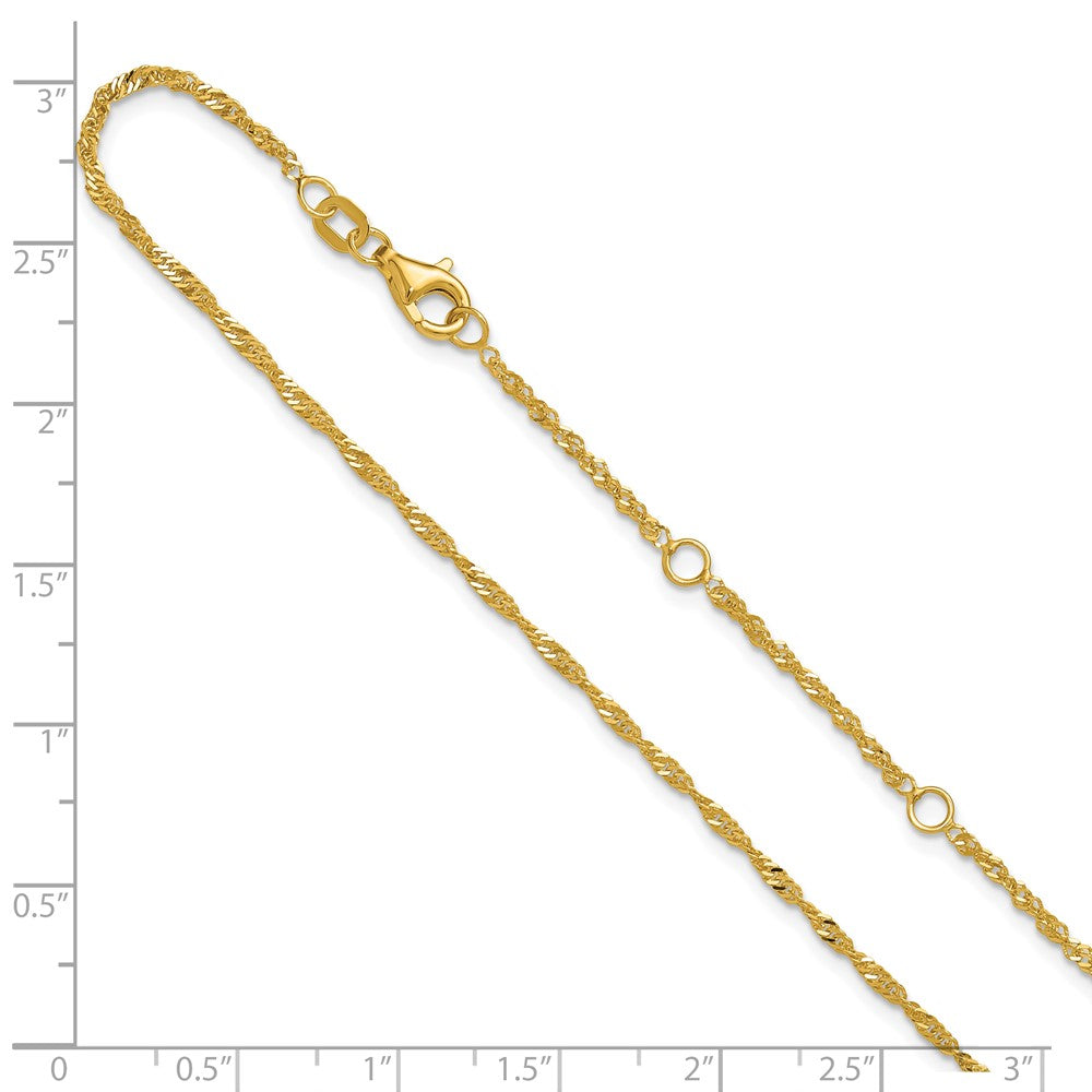 18 Zoll 10K Gelbgold 1.7mm Singapurkette 1 Zoll+1 Zoll Verstellbar Halskette