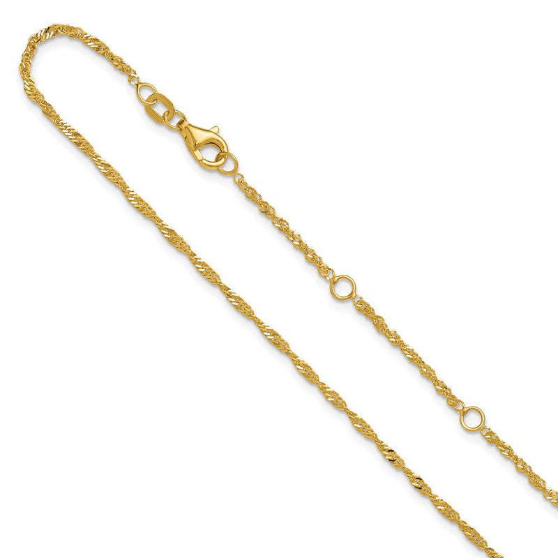 18 Zoll 10K Gelbgold 1.7mm Singapurkette 1 Zoll+1 Zoll Verstellbar Halskette