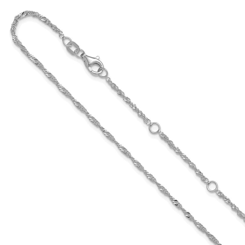 18 Zoll 10K Weißgold 1.7mm Singapurkette 1 Zoll+1 Zoll Verstellbar Halskette