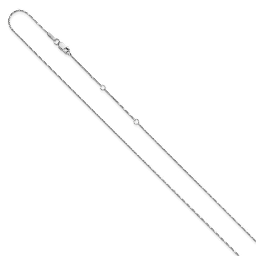 18 Zoll 10K Weißgold.65mm Diamantiert Ährenkette 1 Zoll+1 Zoll Verstellbar Halskette