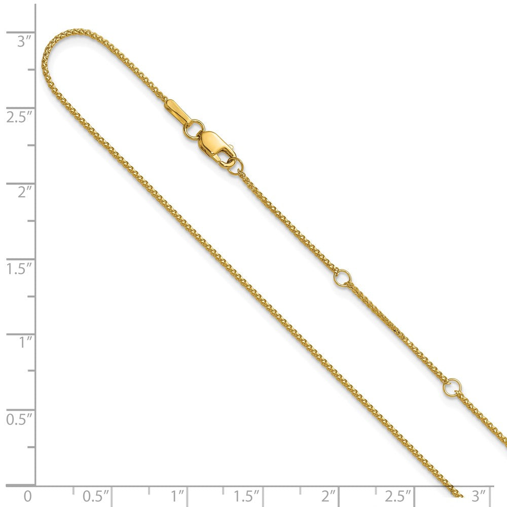 18 Zoll 10K Gelbgold 1mm Diamantiert Ährenkette 1 Zoll+1 Zoll Verstellbar Halskette
