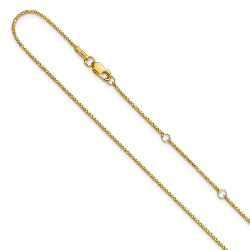 18 Zoll 10K Gelbgold 1mm Diamantiert Ährenkette 1 Zoll+1 Zoll Verstellbar Halskette