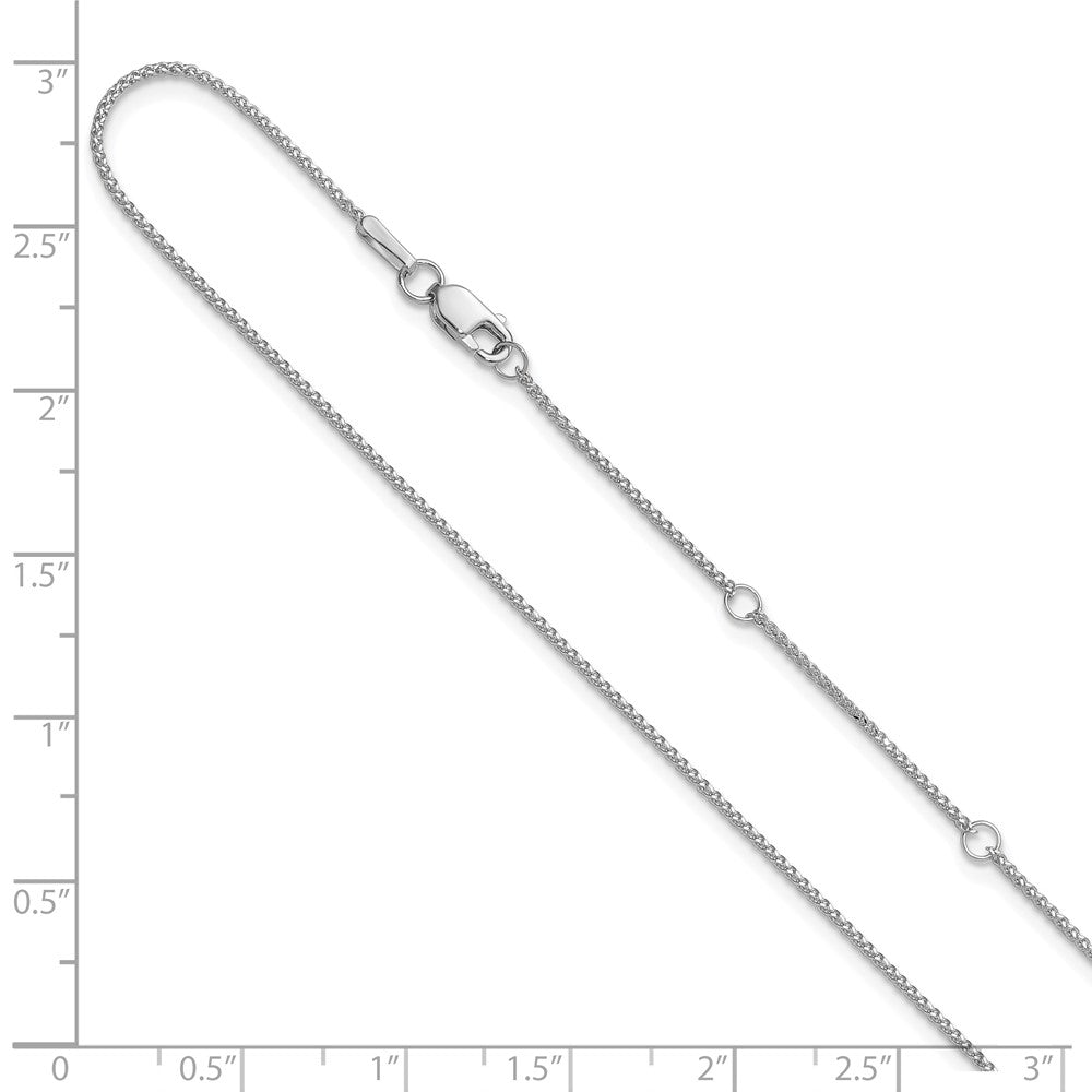 18 Zoll 10K Weißgold 1mm Diamantiert Ährenkette 1 Zoll+1 Zoll Verstellbar Halskette