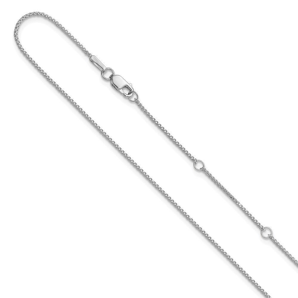 18 Zoll 10K Weißgold 1mm Diamantiert Ährenkette 1 Zoll+1 Zoll Verstellbar Halskette