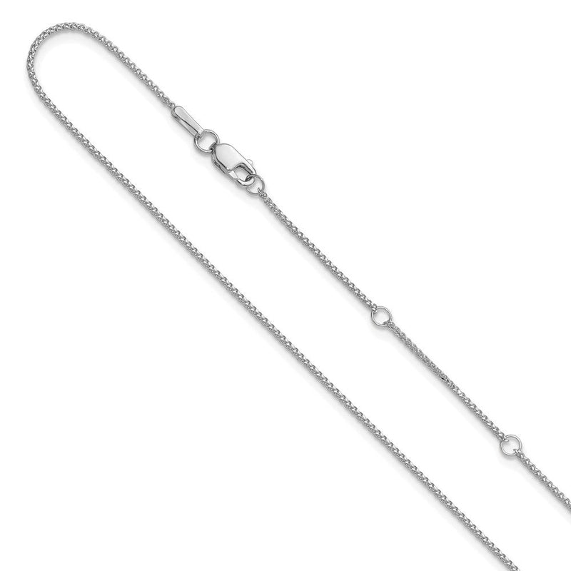 18 Zoll 10K Weißgold 1mm Diamantiert Ährenkette 1 Zoll+1 Zoll Verstellbar Halskette