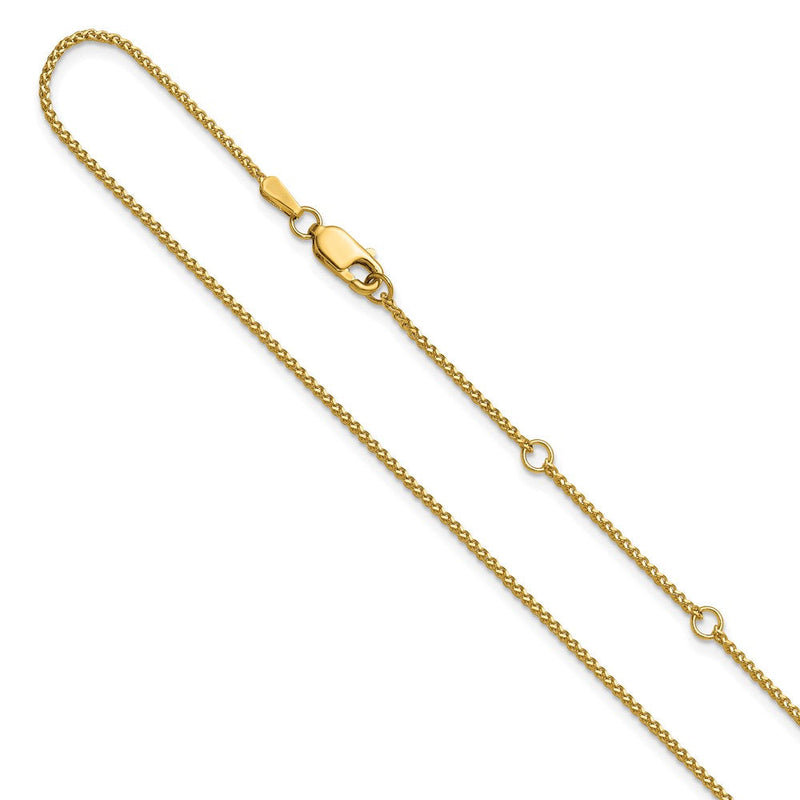 18 Zoll 10K Gelbgold 1.20mm Diamantiert Ährenkette 1 Zoll+1 Zoll Verstellbar Halskette