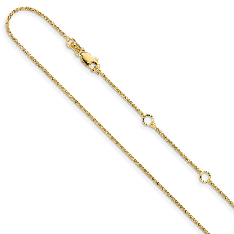 18 Zoll 10K Gelbgold 1mm Baby Ährenkette 1 Zoll+1 Zoll Verstellbar Halskette