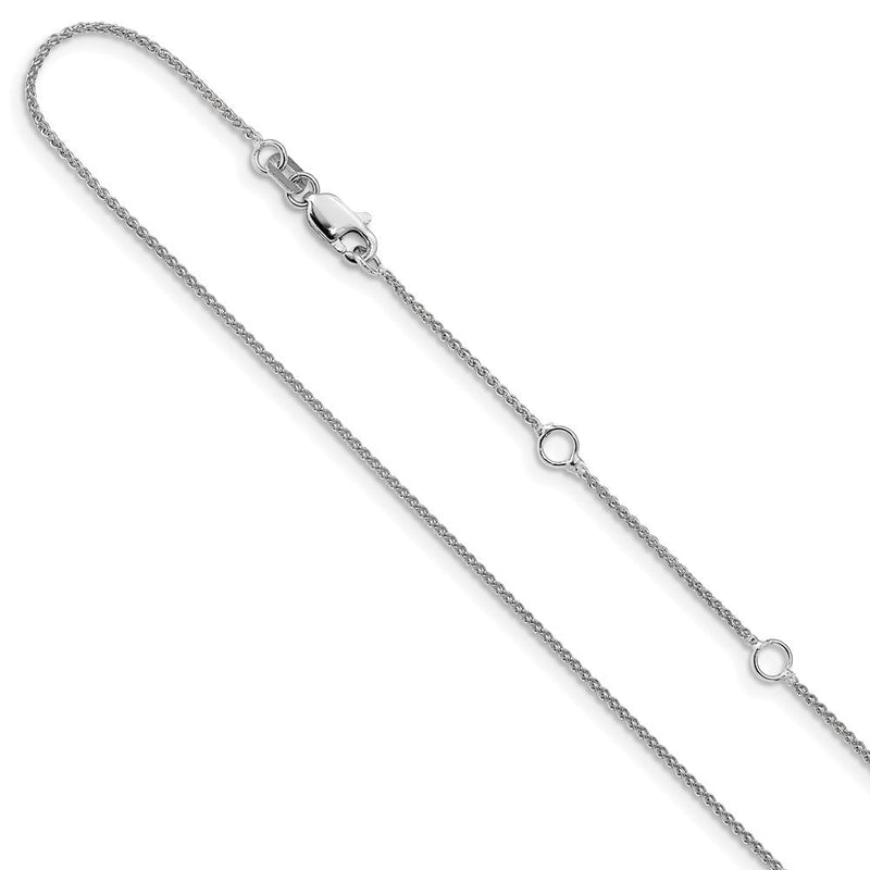 18 Zoll 10K Weißgold 1mm Ährenkette 1 Zoll+1 Zoll Verstellbar Halskette