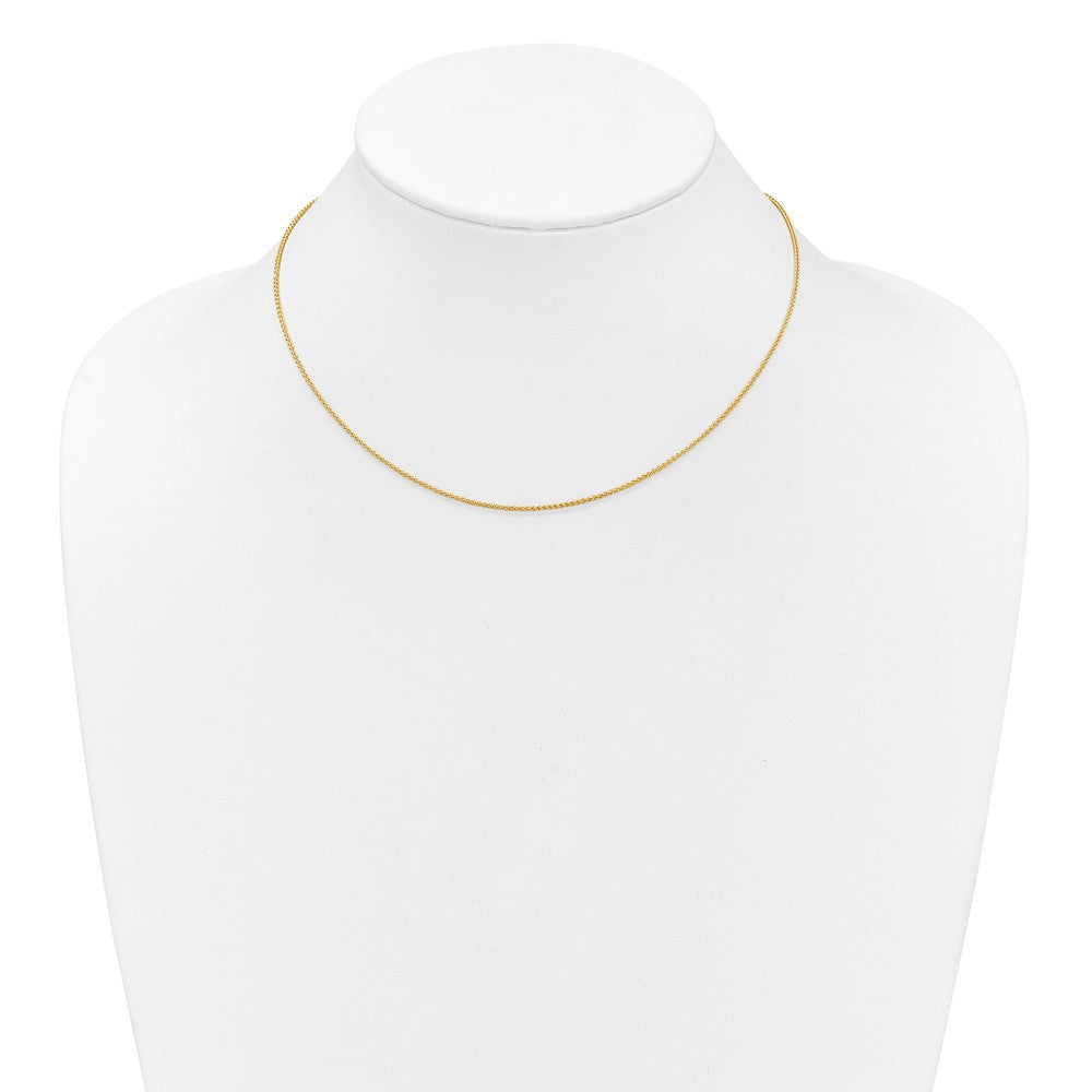 18 Zoll 10K Gelbgold 1.2mm Ährenkette 1 Zoll+1 Zoll Verstellbar Halskette