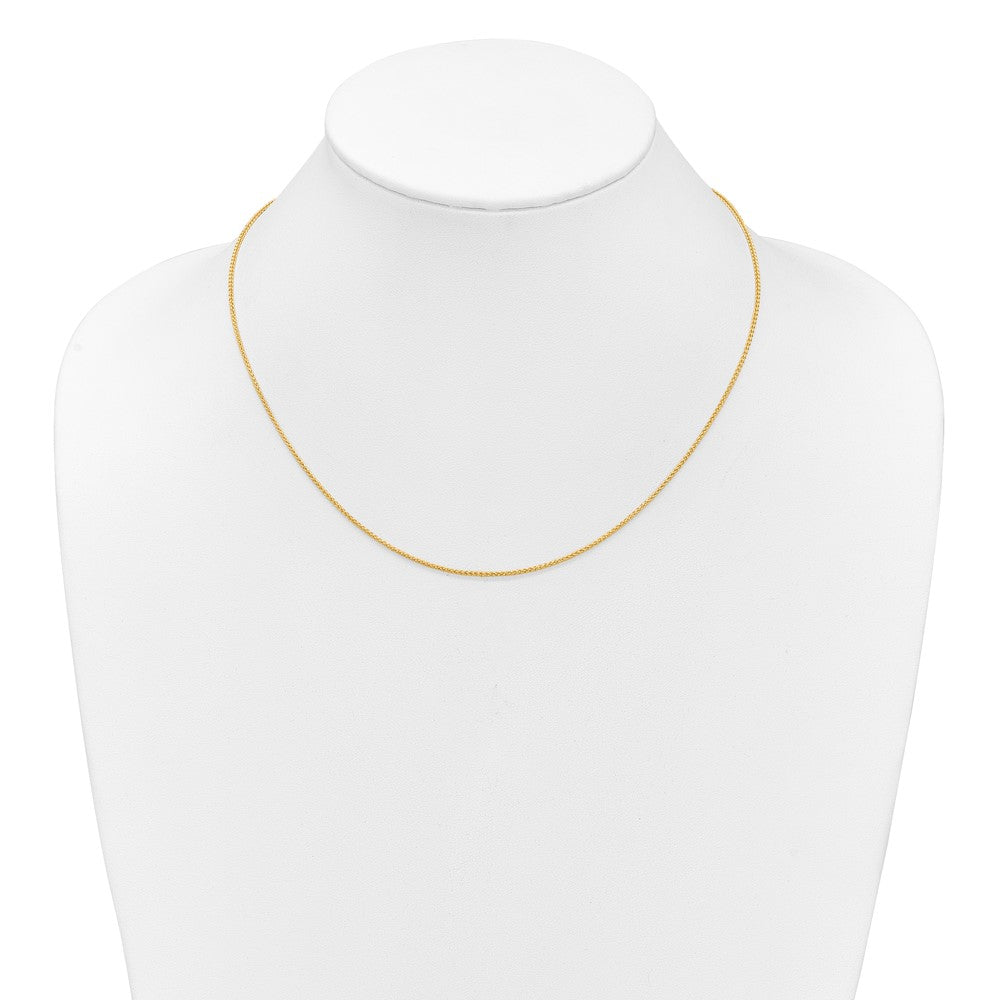 18 Zoll 10K Gelbgold 1.2mm Ährenkette 1 Zoll+1 Zoll Verstellbar Halskette