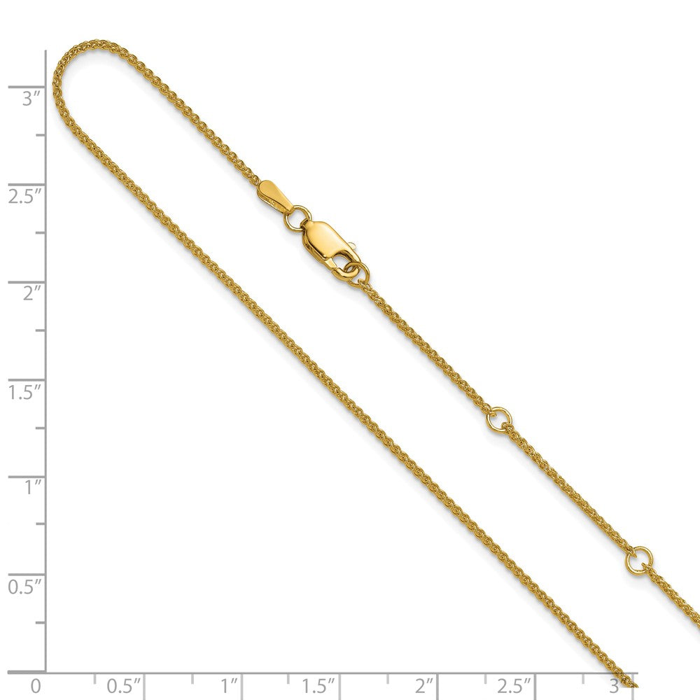 18 Zoll 10K Gelbgold 1.2mm Ährenkette 1 Zoll+1 Zoll Verstellbar Halskette