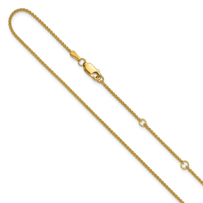 18 Zoll 10K Gelbgold 1.2mm Ährenkette 1 Zoll+1 Zoll Verstellbar Halskette