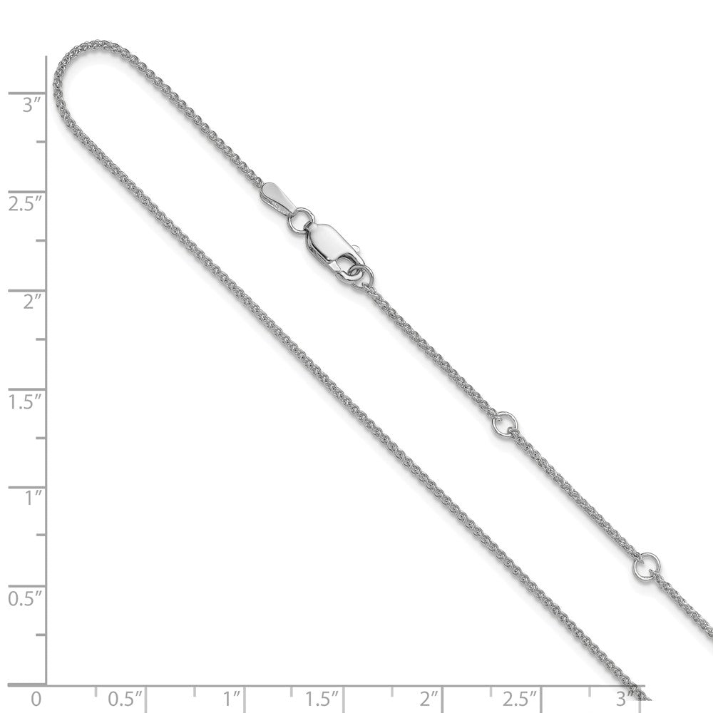 18 Zoll 10K Weißgold 1.2mm Ährenkette 1 Zoll+1 Zoll Verstellbar Halskette