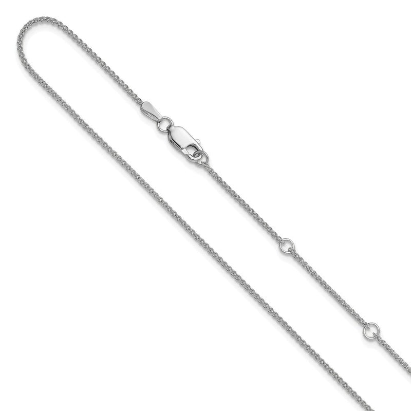18 Zoll 10K Weißgold 1.2mm Ährenkette 1 Zoll+1 Zoll Verstellbar Halskette