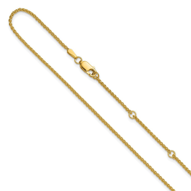 18 Zoll 10K Gelbgold 1.5mm Ährenkette 1 Zoll+1 Zoll Verstellbar Halskette